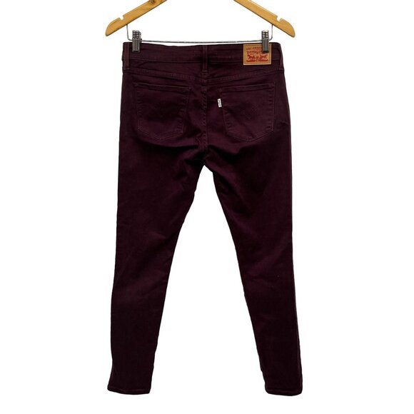Levi's 711 Skinny Jeans Deep Plum Purple Maroon Midrise Stretch Denim - Picture 2 of 9